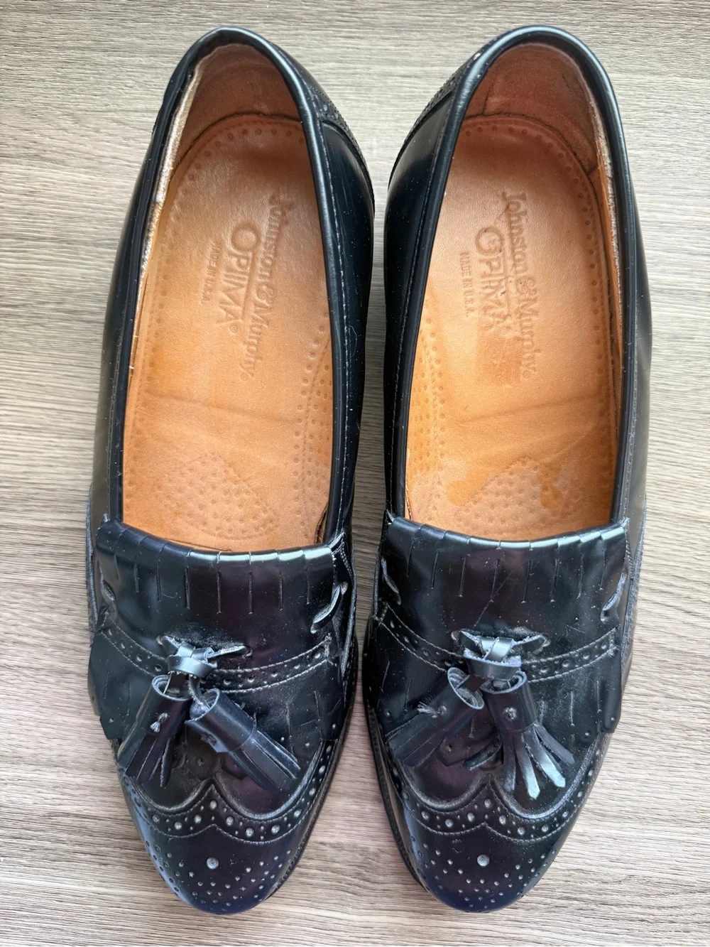 Johnston & Murphy Men's Black Leather Tassel Loafers Size 8